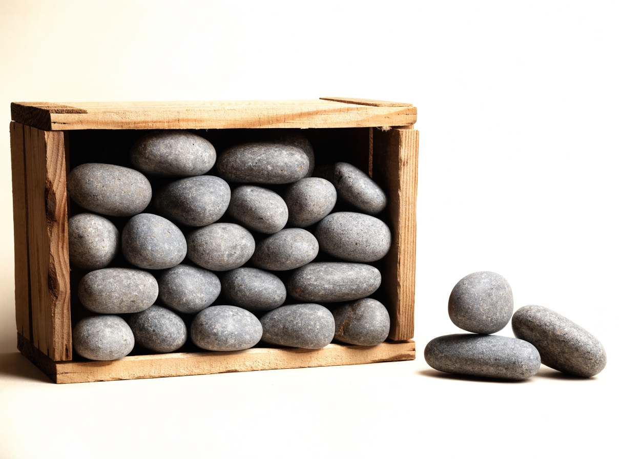 Nordvik 40 lb olivine sauna stone set in wooden crate